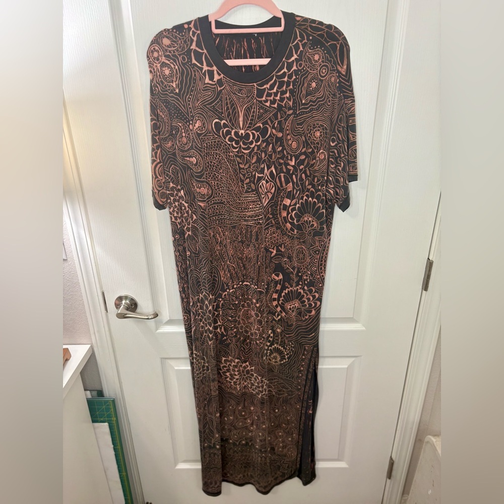 Lululemon Lab•Sumu-Su Dress•Cupro Maxi Dress•Deep Coal✨CUSTOM HAND PAINTED✨Sz 8